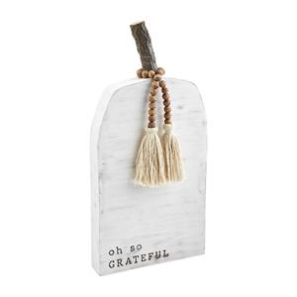 Mud Pie GRATEFUL WHITE WASHED PUMPKIN